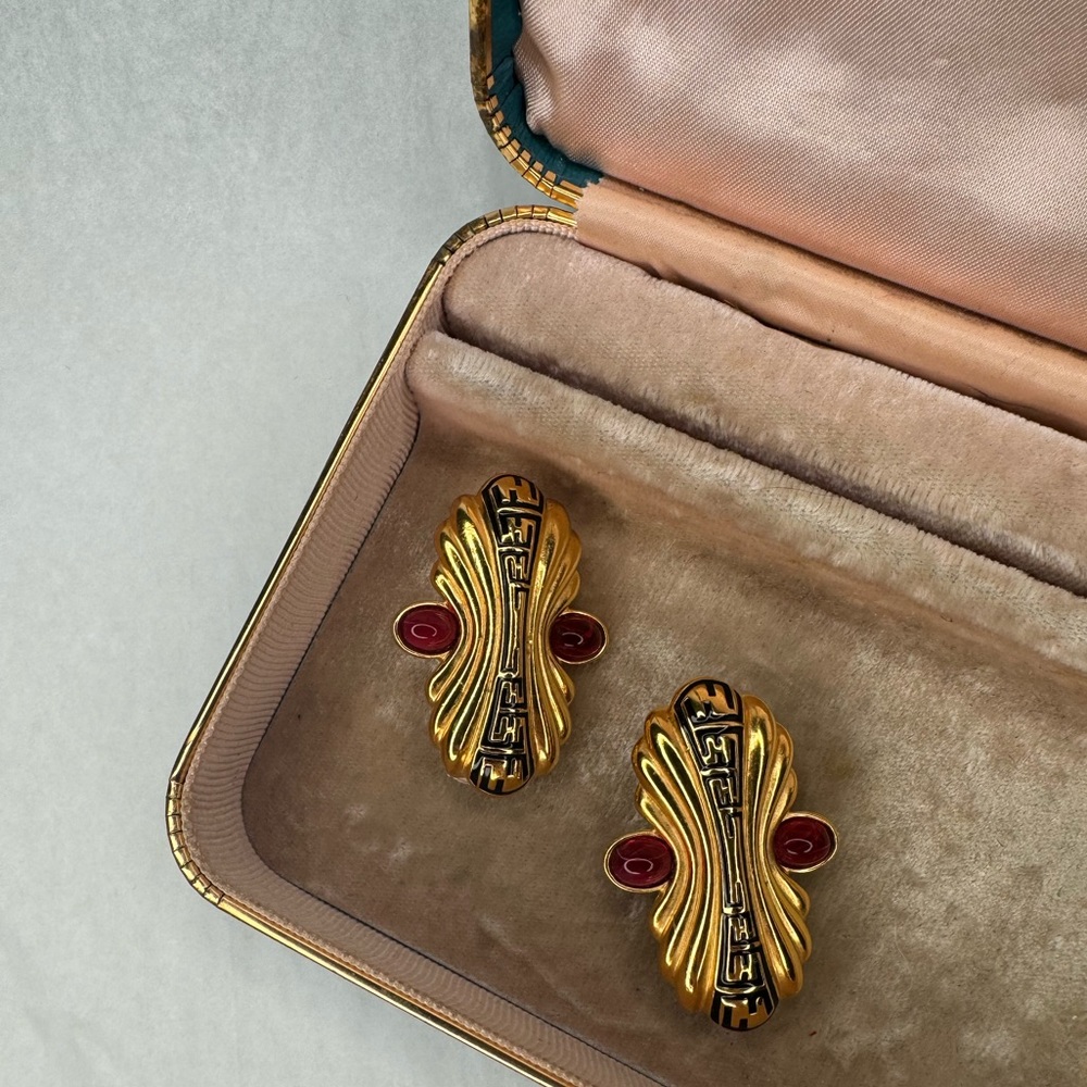 Fendi Gripoix Logo Earrings